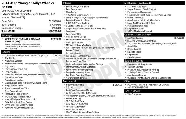2014 Jeep Wrangler Willys Wheeler