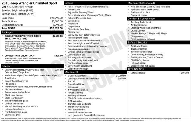 2013 Jeep Wrangler Unlimited Sport S