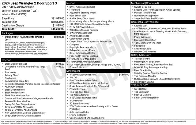 2024 Jeep Wrangler Sport S