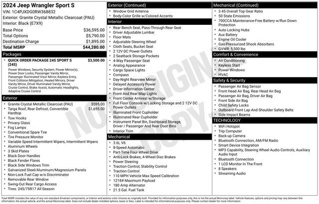 2024 Jeep Wrangler Sport S