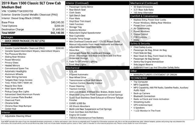2019 RAM 1500 Classic SLT