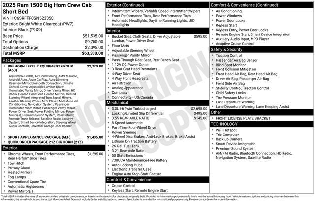 2025 RAM 1500 Big Horn/Lone Star
