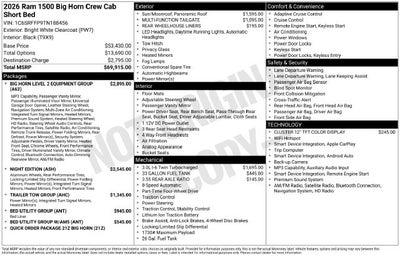 2026 RAM 1500 Big Horn/Lone Star
