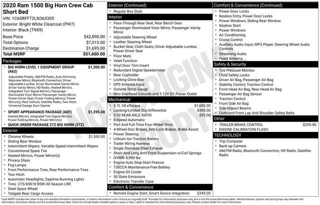 2020 RAM 1500 Big Horn/Lone Star