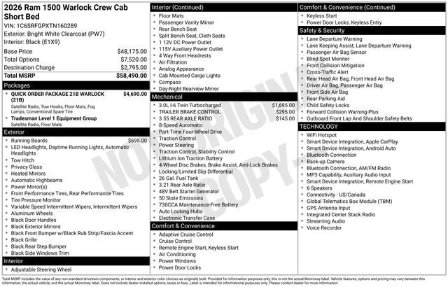 2026 RAM 1500 Warlock