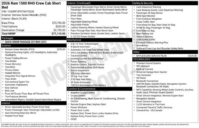 2026 RAM 1500 RHO