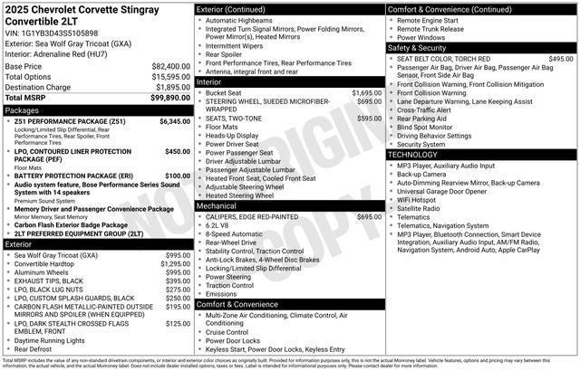 2025 Chevrolet Corvette Stingray 2LT