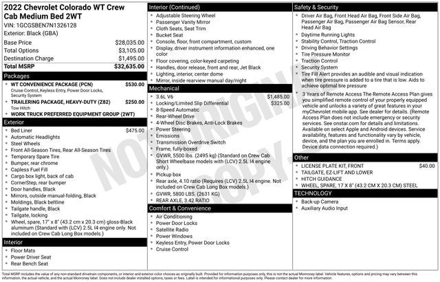 2022 Chevrolet Colorado Work Truck