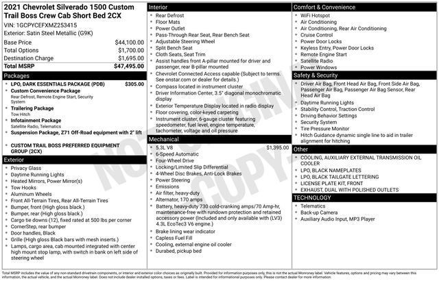 2021 Chevrolet Silverado 1500 Custom Trail Boss