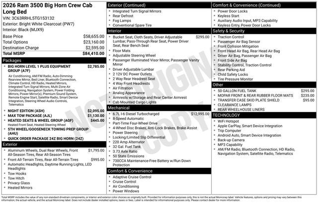 2026 RAM 3500 Big Horn