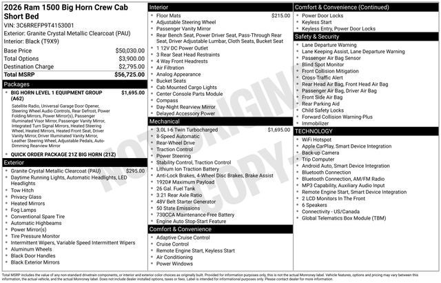 2026 RAM 1500 Big Horn/Lone Star