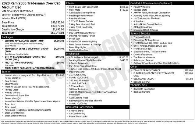 2020 RAM 2500 Tradesman