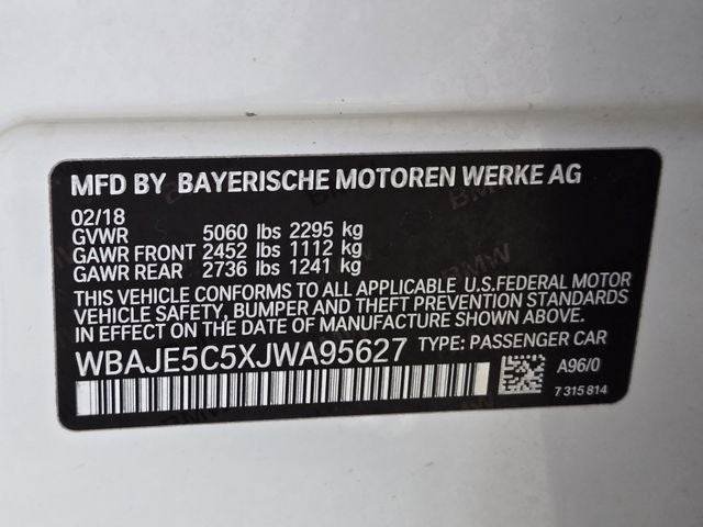 2018 BMW 5 Series 540i