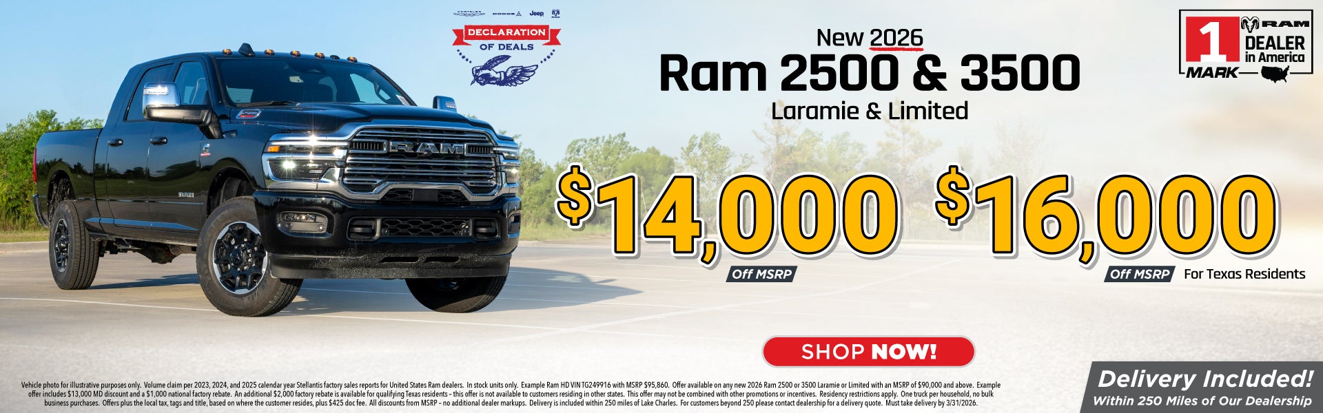 A Ram 2500 parked in a parking lot.