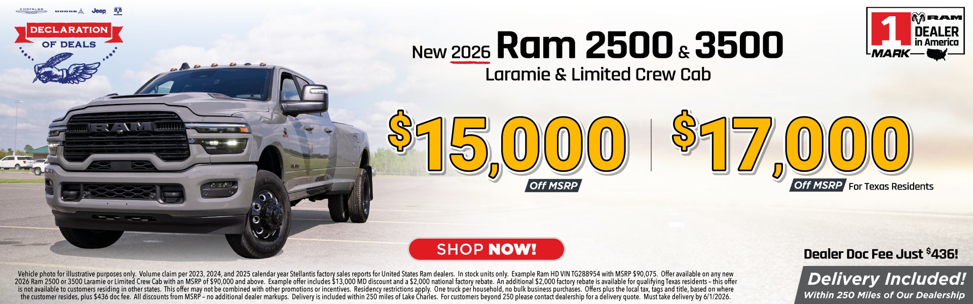 New Ram 2500 & 3500 Laramie & Limited Crew Cabs are on sale